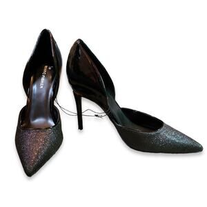 Marc Fisher Stilletto Black Glitter and Patent leather Size 10